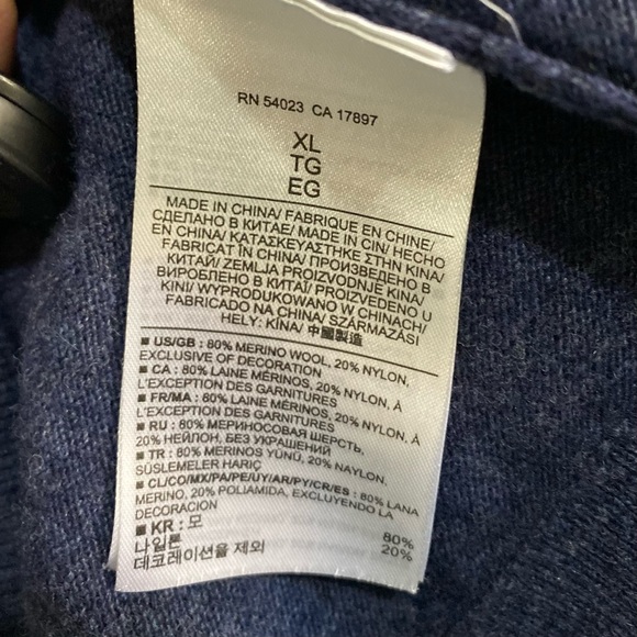 Banana Republic Men’s Blue Italian Wool Sweater Sz XL - Picture 4 of 15